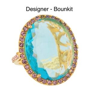 Designer - Bounkit Blue Crystal Cocktail Ring